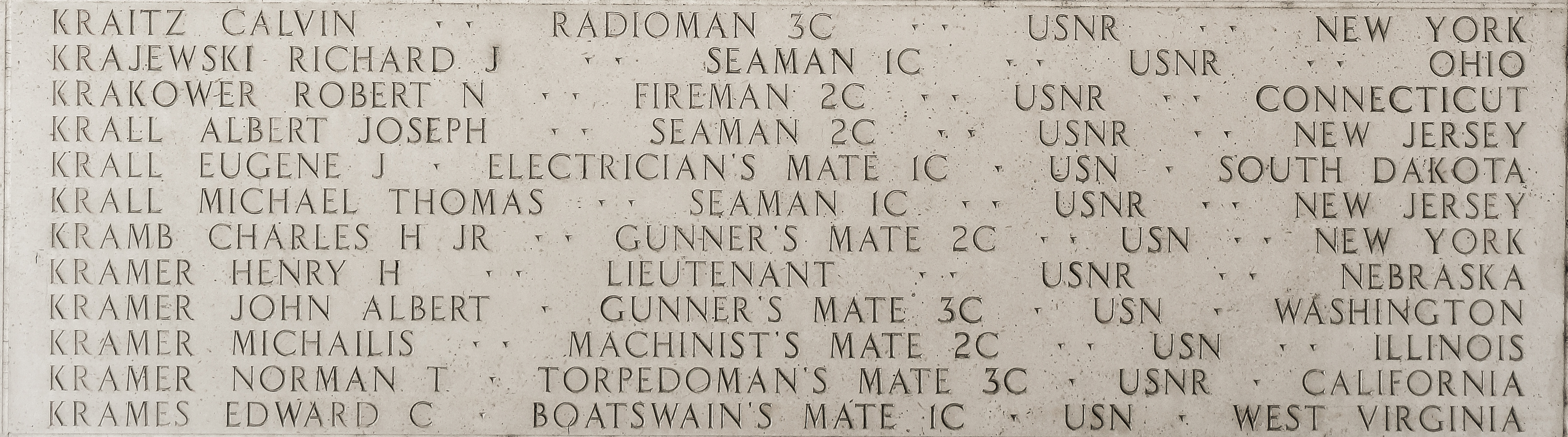 Edward C. Krames, Boatswain's Mate First Class